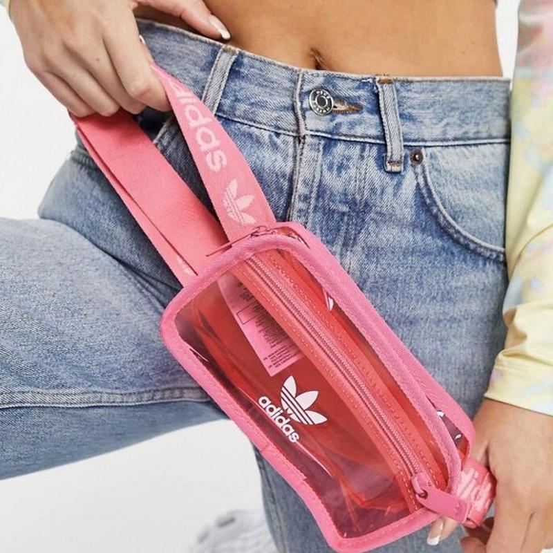 Adidas Originals Polyurethane PU Bonded TPU Fanny Pack Regular Unisex Half Neon Pink Adidas H50996