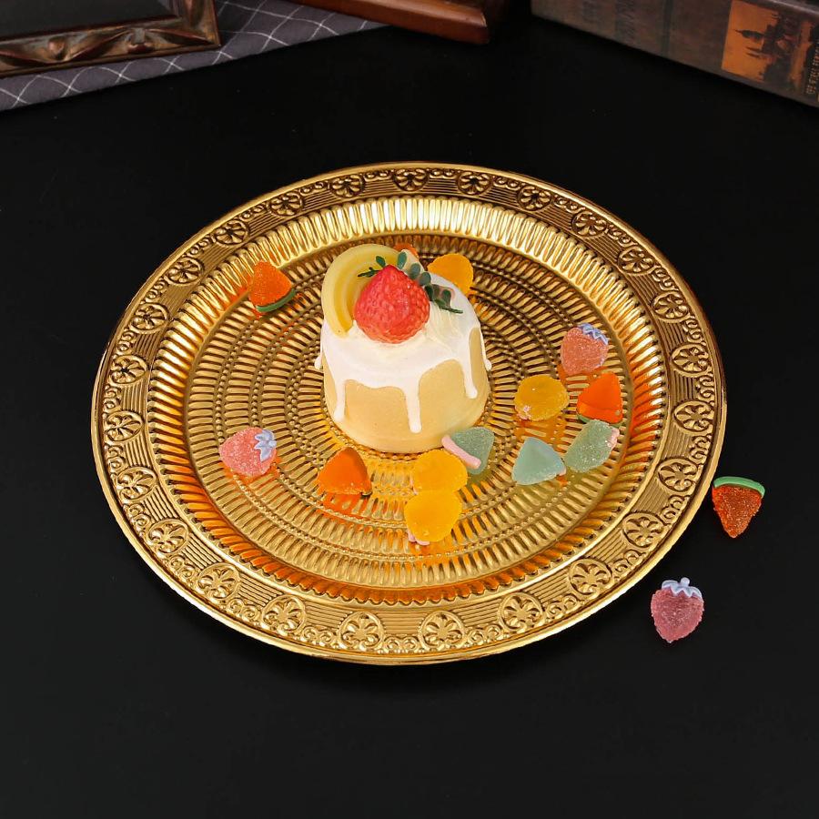 Europäischer runder Tablett-Fruchtteller kreativer Snackteller europäischer Teller Gastrestaurant Haushalt Metallhandwerk Ornamente
