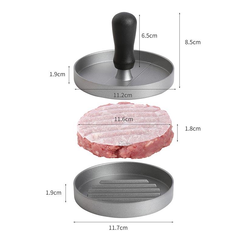 Aluminum Alloy Hamburger Meat Compactor,Plastic Handle Round Food Shrimp Cake Beef Cake Mold,Press Type Hamburger Meat Press