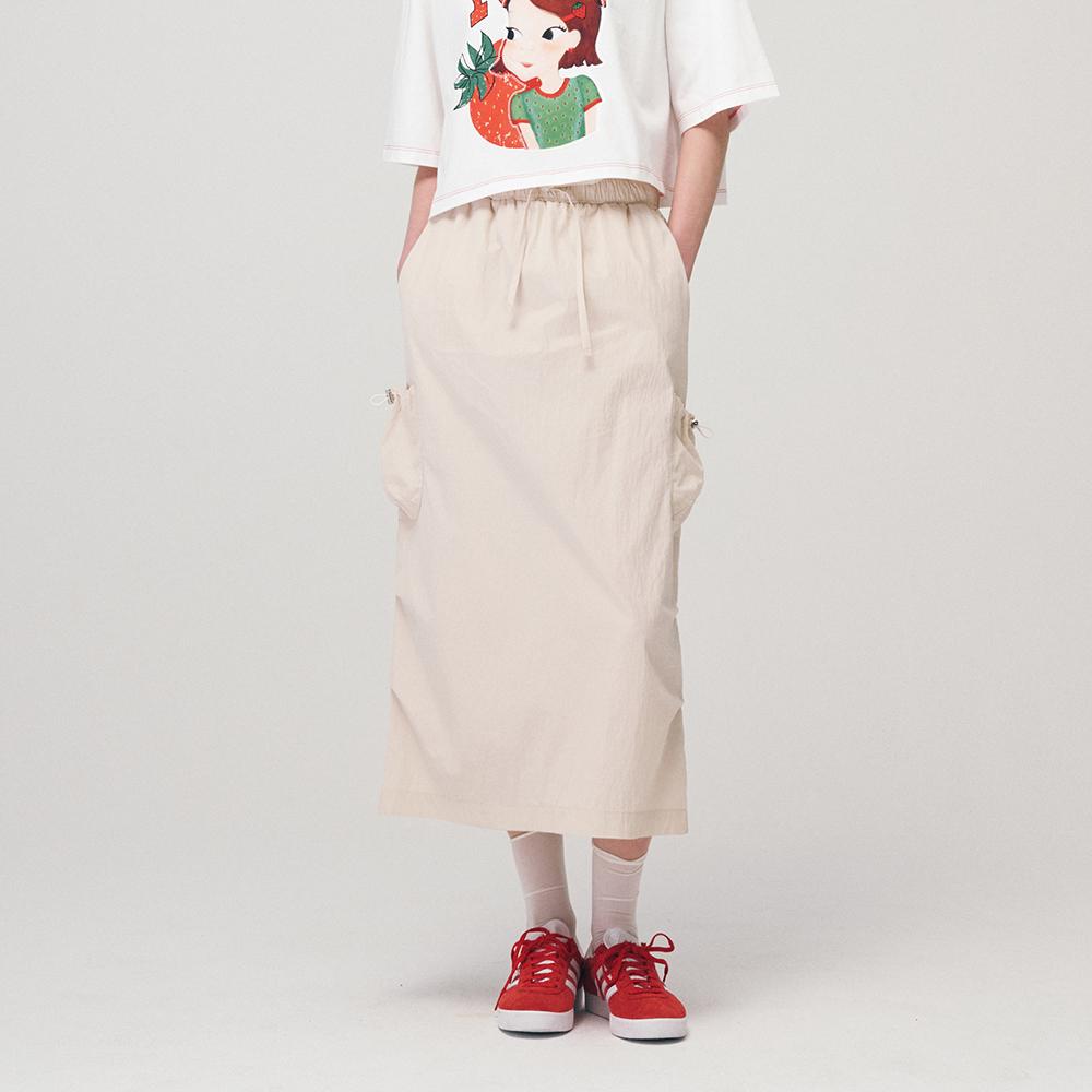 Yugsimwon Cargo Shirred Point Skirt F Beige