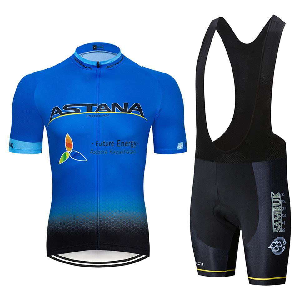Tuta Estiva da Ciclismo Astana Set Manica Corta Astana Traspirante Sudore Attrezzatura per Tuta da Ciclismo