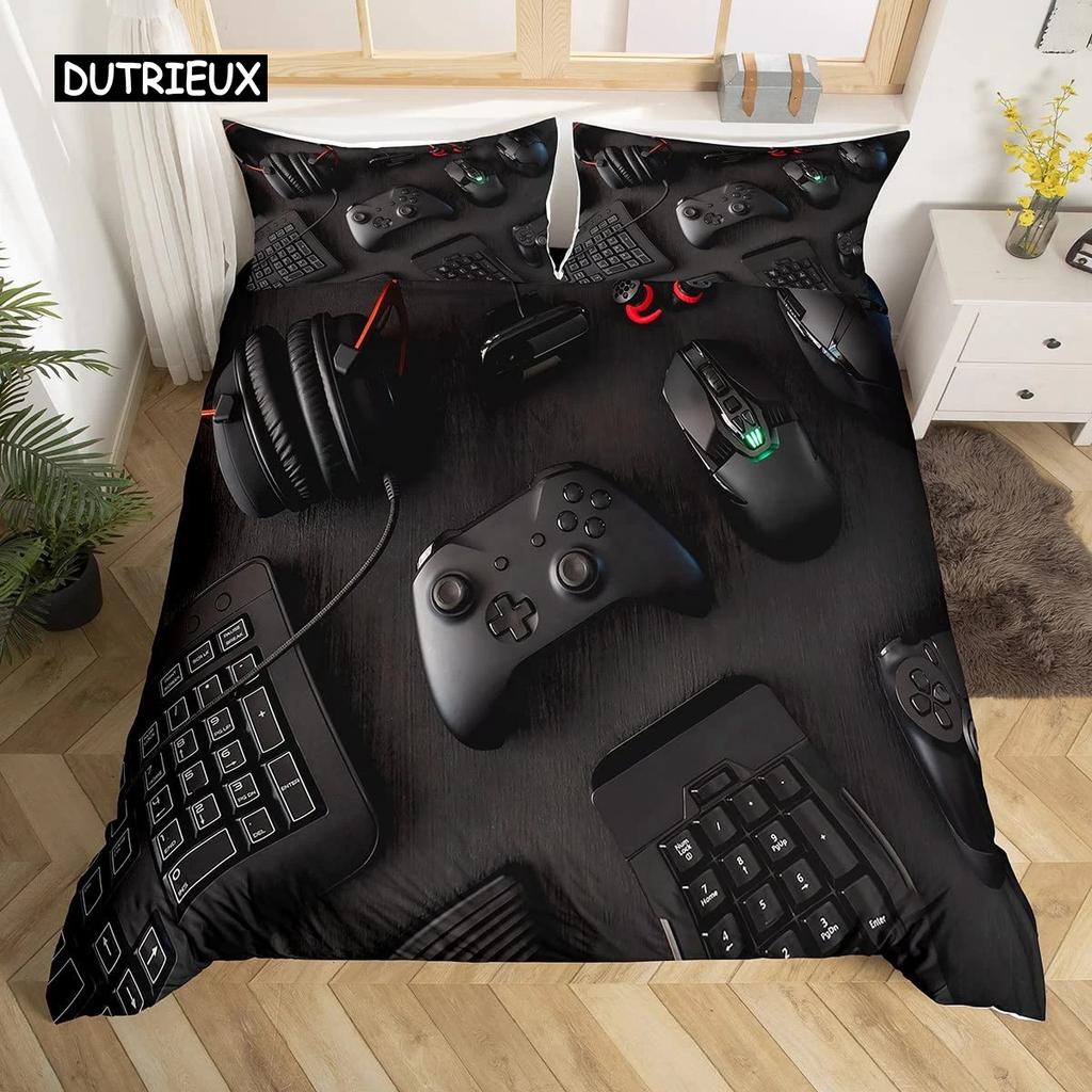 Gamepad Bettbezug Set Mikrofaser Gamer Spieler Gaming Joystick Bettdeckenbezug Queen Size Kinder Jungen Video Bettwäsche Set