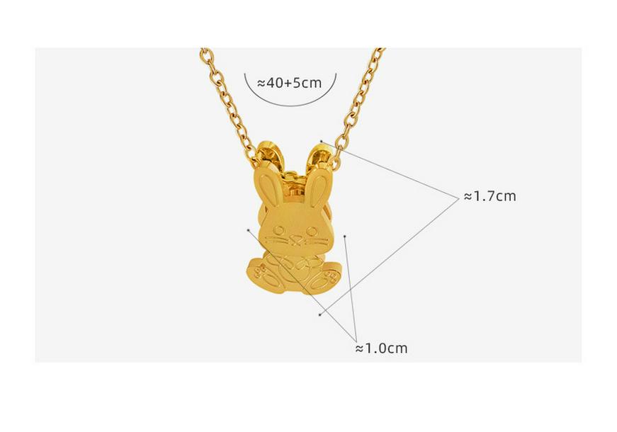 Charming Cartoon Rabbit Gold-Plated Titanium Steel Pendant Necklace