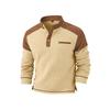 New Winter Men Waffle Knit Faux Pocket Casual Stand Collar Long Sleeve Corduroy Sweatshirt