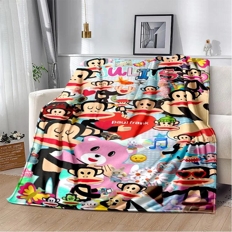 P-Paul Frank-k Flannel Portable Blanket for Children's Picnic in Living Room Bedroom Sofa Bed Ideal Birthday Gift