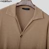 INCERUN Men's Lapel Neck Long Sleeve Buttons Knitted Casual Cardigan Tops