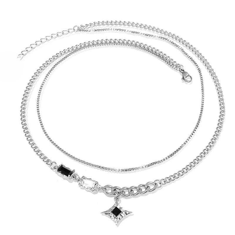 Collana Double Layer Starburst: Catena clavicolare trendy stile Hip Hop per Uomini e Donne
