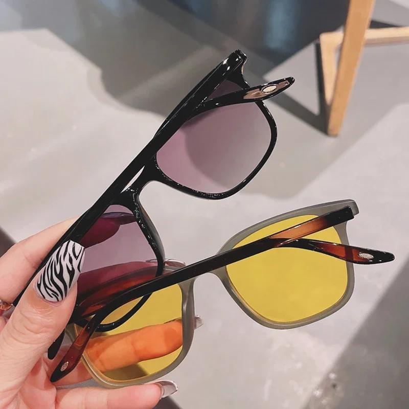 Fashion Sunglasses For Women Square Retro Contrast Color Shades Uv400 Men Trending Matte Gradient Sun Glasses Ins Popular