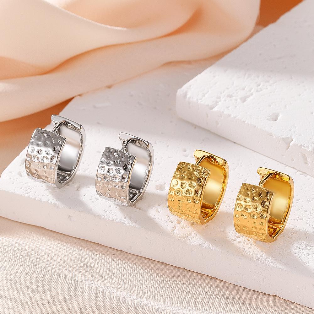 French pleated earrings with irregular texture and wide retro earrings