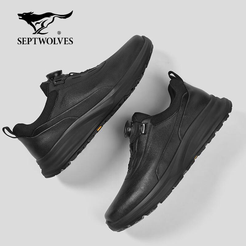 Sevenwolves Men s Breathable Leather Rotary Buckle Sports Shoes 39
