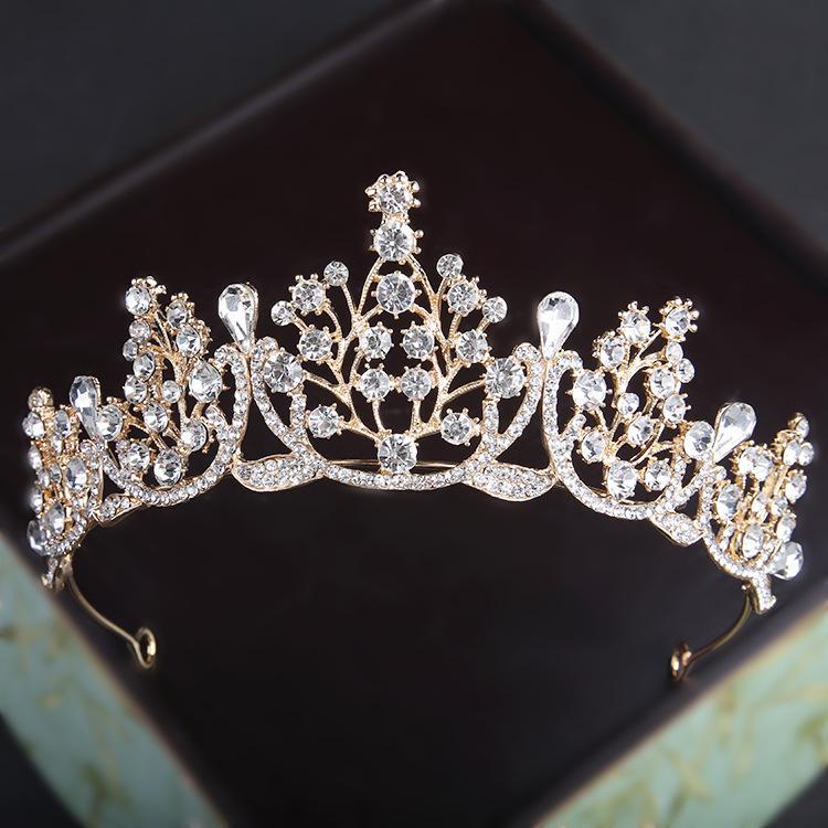 Bridal Alloy Rhinestone Crown Headdress New Baroque Crown Wedding Gauze Accessories Korean Jewelry Birthday Hair Accessories