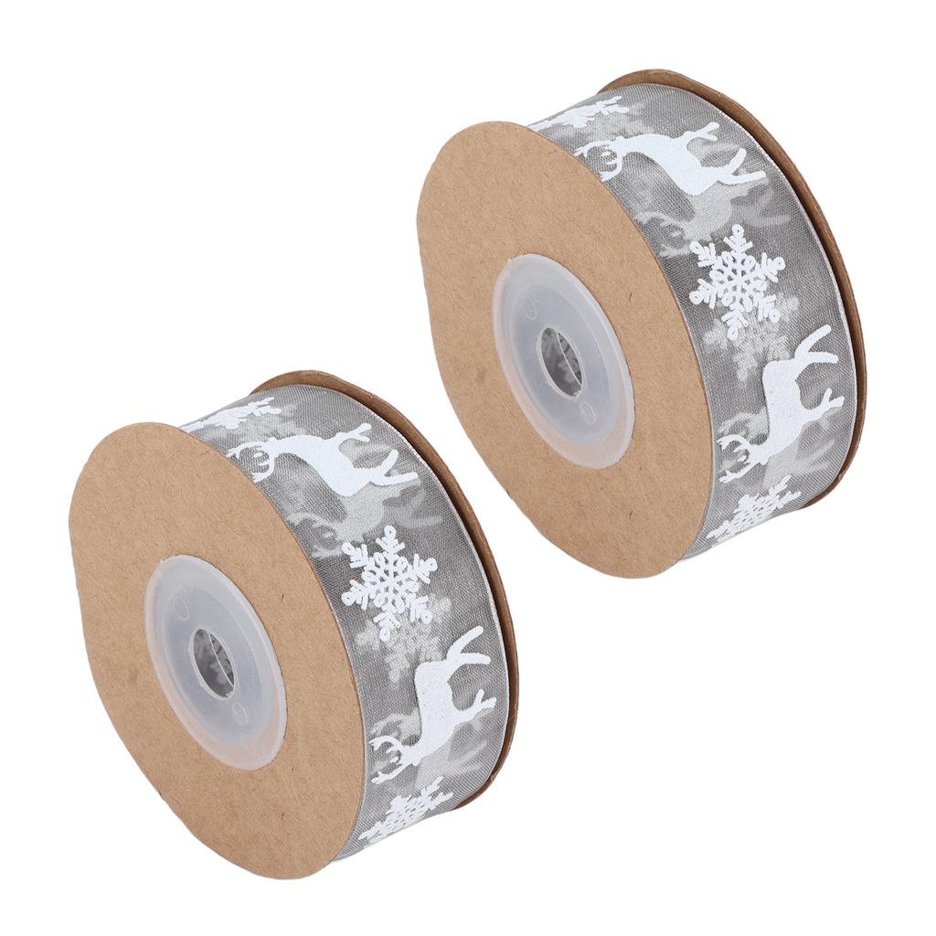 Ribbon 10m Multipurpose Gray Printing Christmas Decoration Snowflake Deer Ribbon Decoration