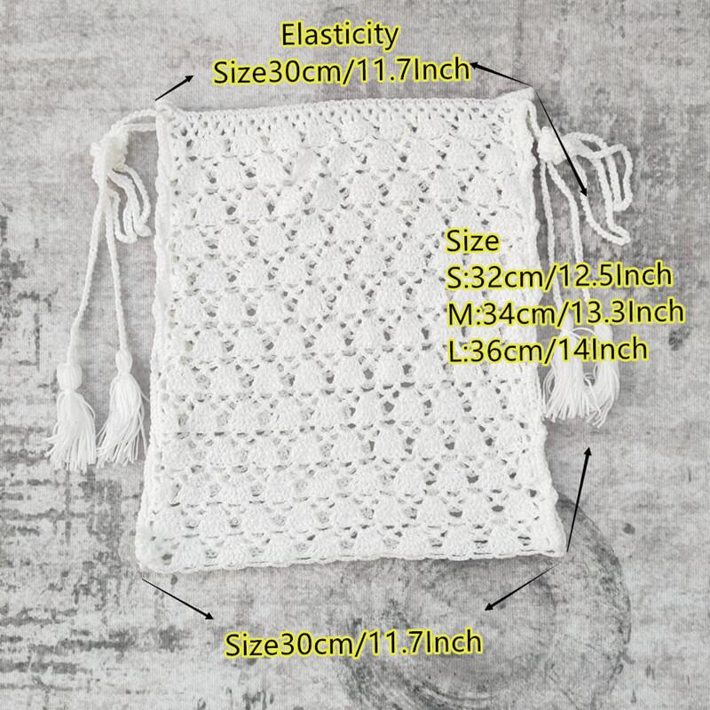 3dílná háčkovaná bikiny sada s pruhovanou mini plážovou sukní