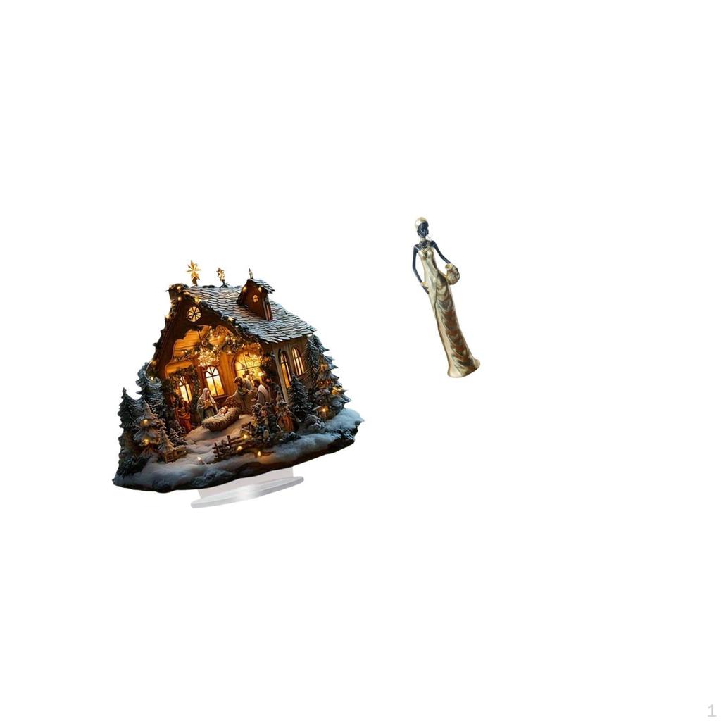 Nativity Scene Sculpture 2D Acrylic Ornament Standing Desktop Figurine African
