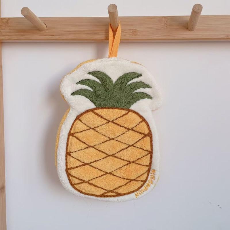 Cartoon Fruit Hand Towel Hanging Absorbent Bathroom Kerchief Coral Fleece Thickened Washcloth