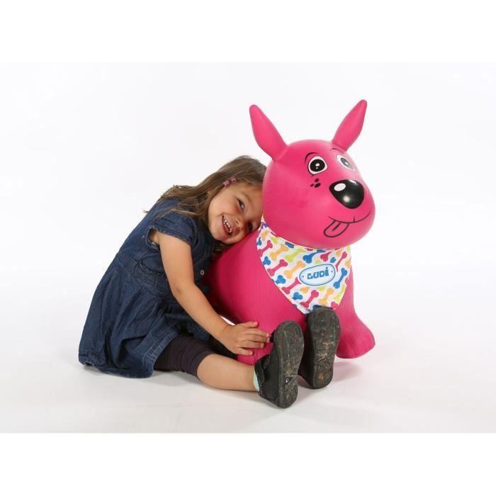 LUDI - Ballon Sauteur Chien Rose - Développe la motricité et assure la stabilité - Dès 10 mois