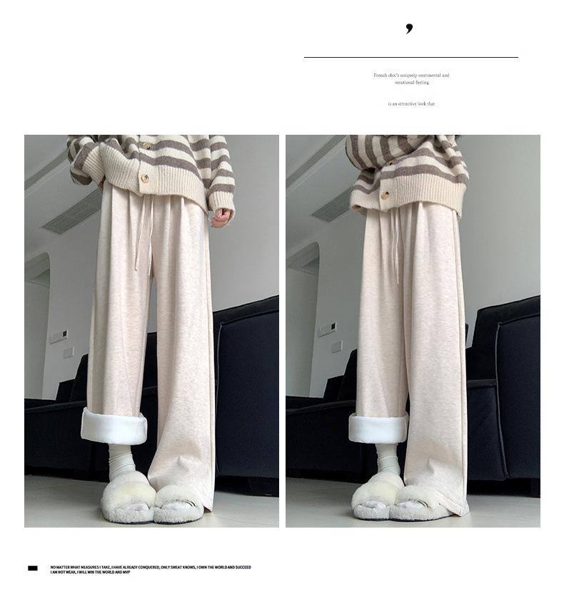 Women's Soft Winter Wide-Leg Pants - Loose, Thick, and Cozy for Autumn/Winter 2024