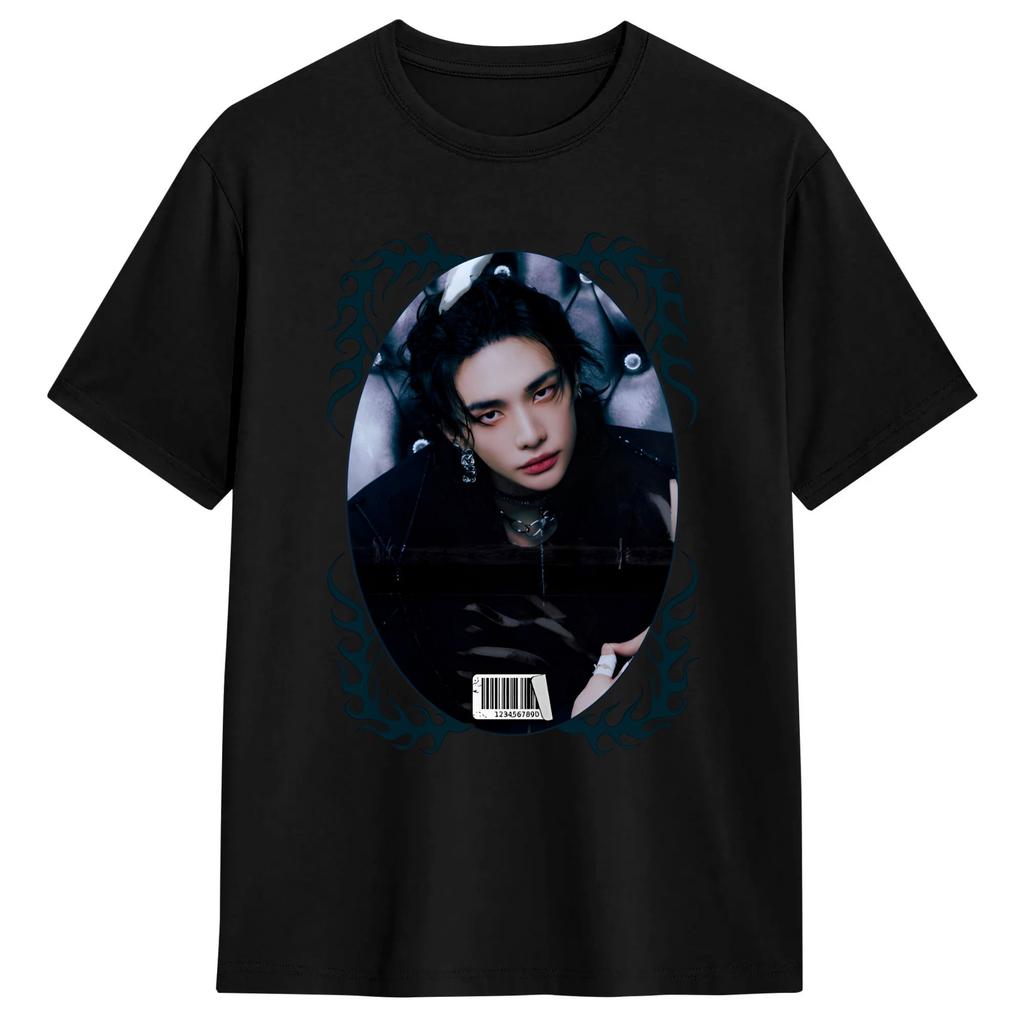 Hyunjin Herren T-Shirt Lustiges T-Shirt Kurzarm Rundhals T-Shirt Reine Baumwolle Geburtstagsgeschenk Kleidung