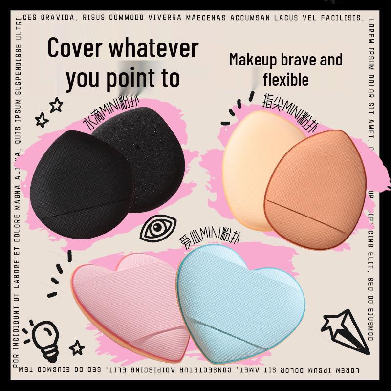 LMLTOP Mini Cushion Puff Set - 3 Water Drop and Heart Shape Blenders for Concealer and Blush (SY253)