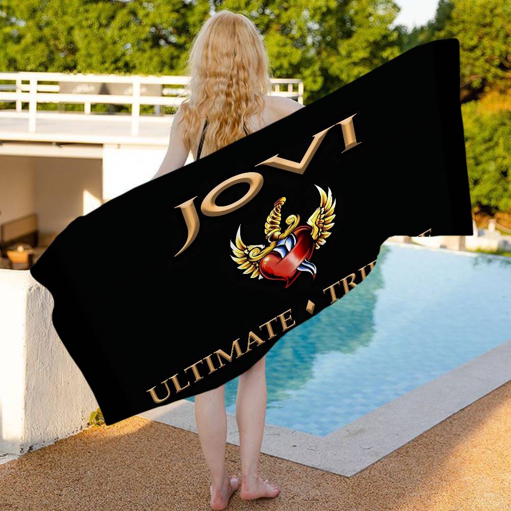 B-Bon J-Jovi Mikrofaserdecke Schnelltrocknende Strandtücher Übergröße Druck Super Saugfähige Pooltuchdecke
