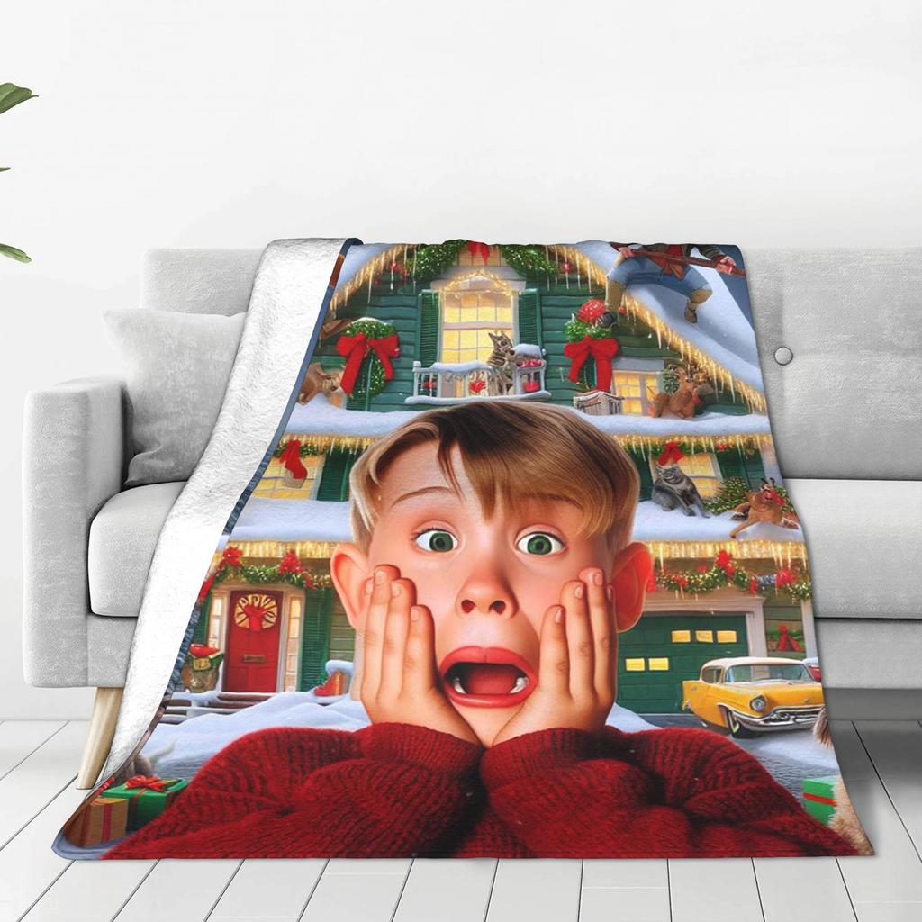 Flannel Throw Blanket Home - Comedy Film Home Alone Funny Warm Plush Blankets Soft Bedding for Bed Living Room Home Travel Couch
