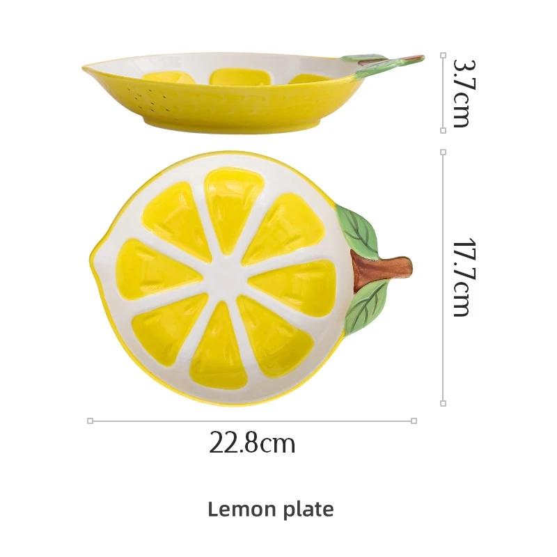 1pcs Creative Fruit Series Hand-painted Ceramic Tableware Cute Red Strawberry Lemon Pineapple Rice Dish Plate Salad Bowl
