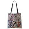Women Handbag Linen Totes with Art Print Casual Traveling Beach Gift Bags CLE