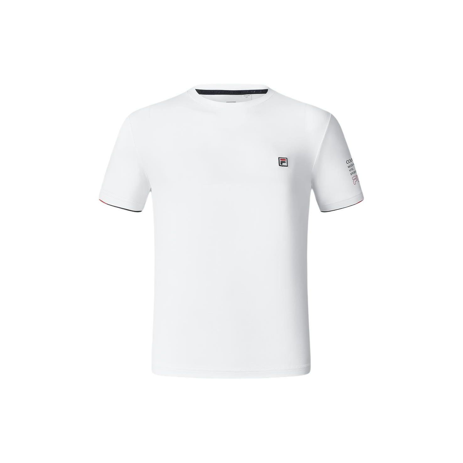 

Fila Теннисная серия Мужская повседневная футболка с вязаным круглым вырезом и короткими рукавами с принтом теннисной надписи Мужские топы Нефритово-белый A51M423104A-WT XXXL