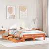 Solid Wood Bed Without Mattress Wax Brown 140x200 Cm Pine Wood