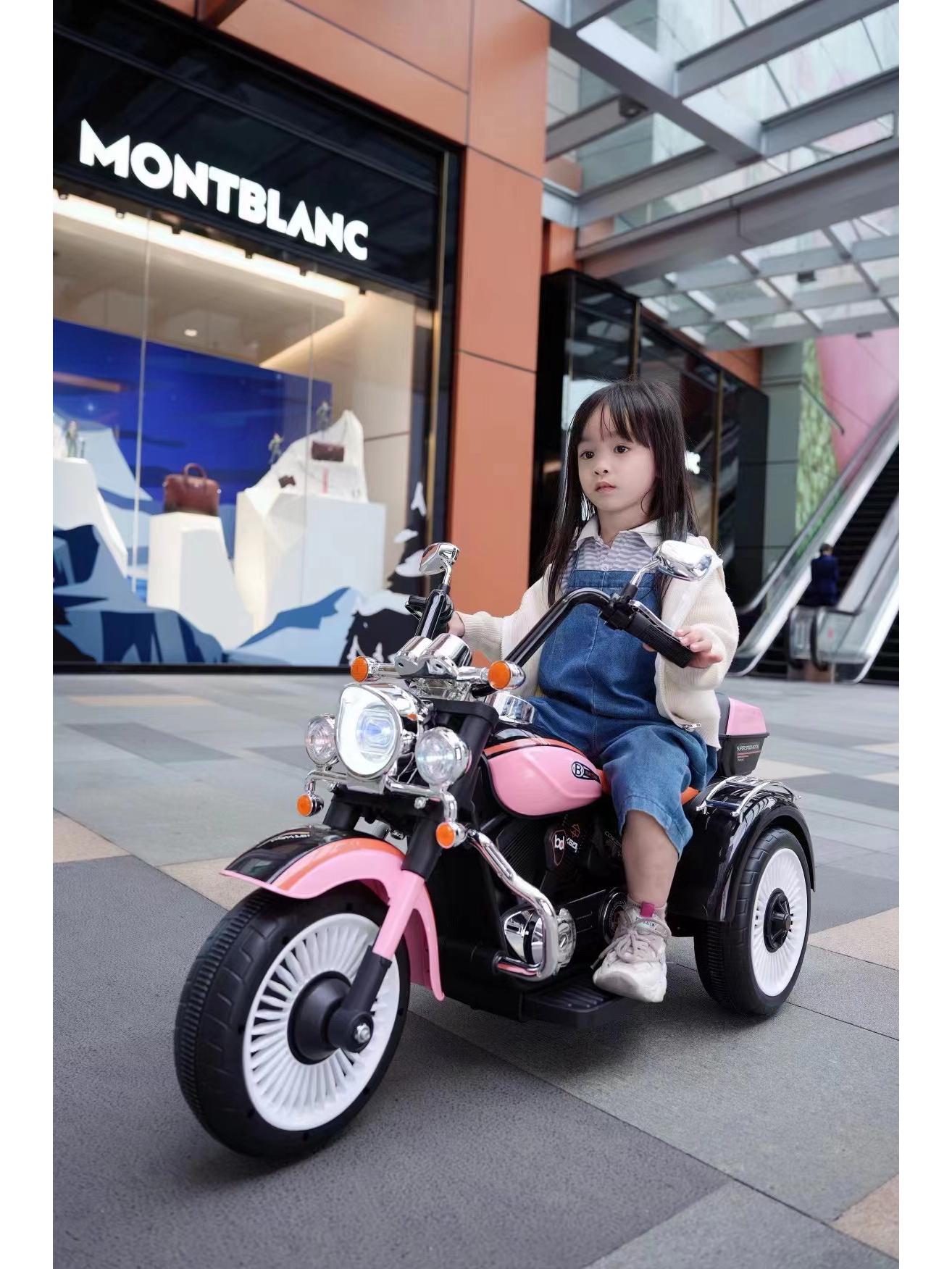 Детский электрический мотоцикл в стиле Харлей от Beiduoqi розовый