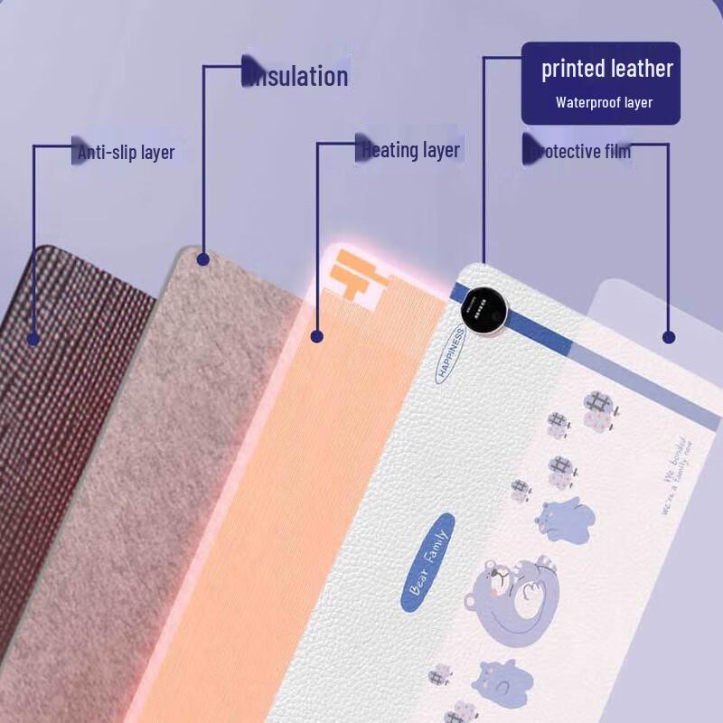 Bear Family Heated Desk Mat with Digital Display & Timer