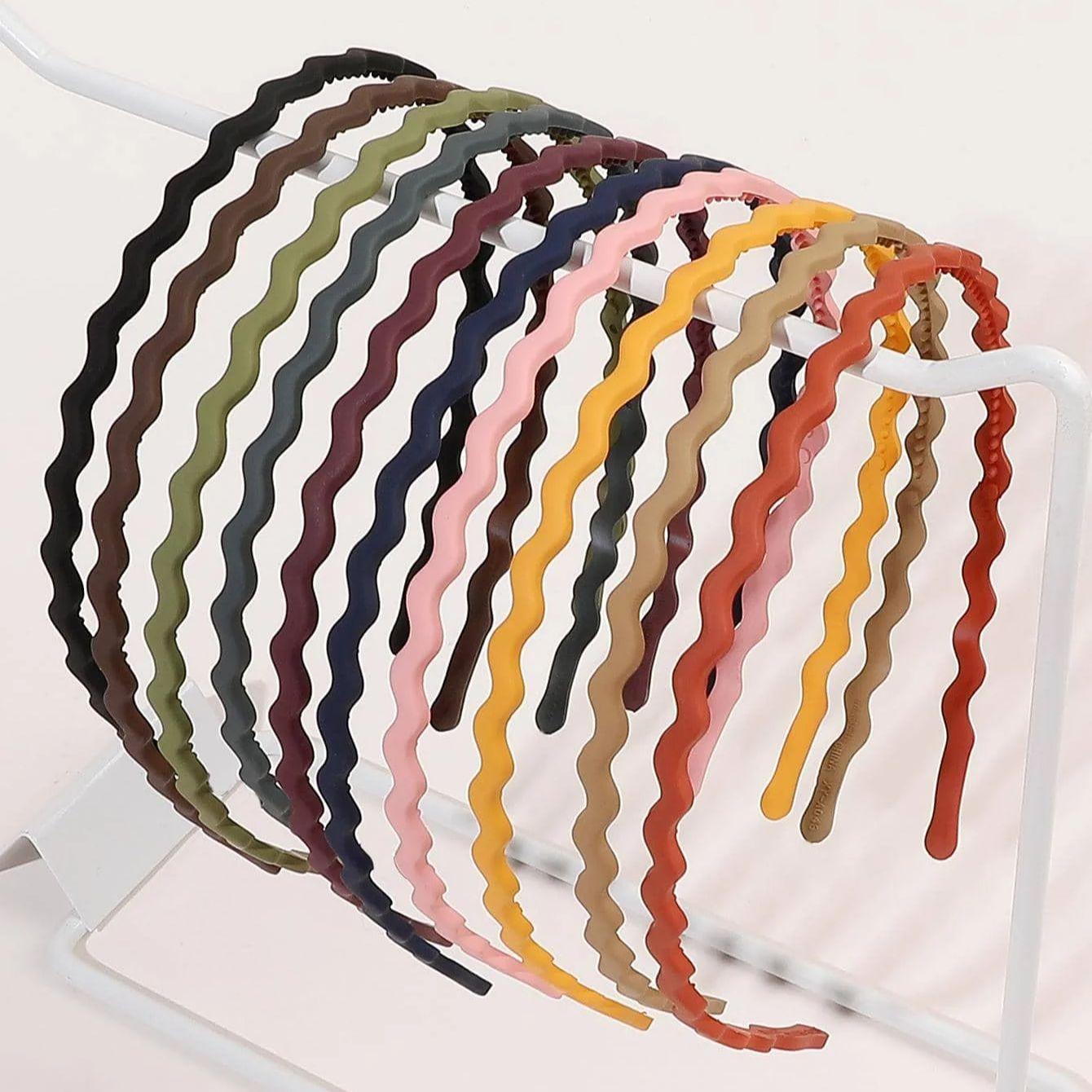 

10 шт. нескользящие зубчатые разноцветные повязки для волос прессованные мытье волос аксессуары для волос для женщин и девочек тонкие густые волосы Size fits all