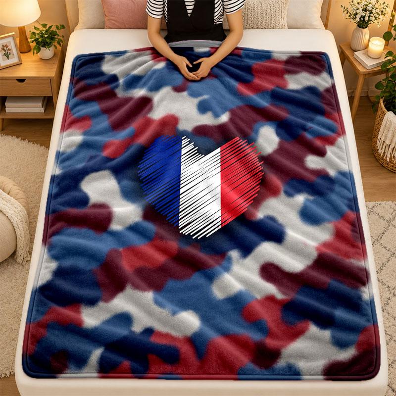 Flannel BlanketFrance Football Warm Soft Throw Blanket for Indoor Sofa Bed Living Room Use