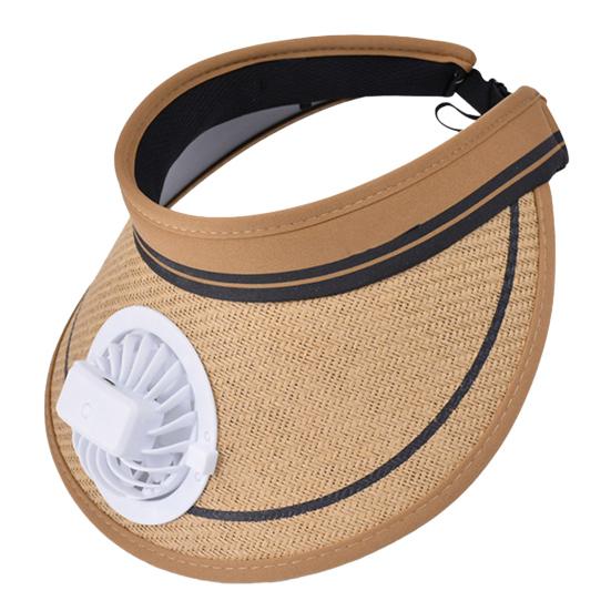 Cooling Fan Sun Hat with Adjustable Straps USB Rechargeable Battery Wide Brim for UV Protection Beach Hat