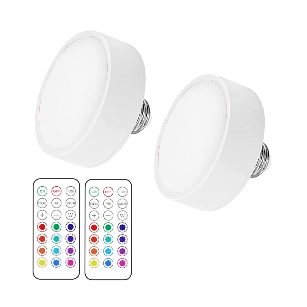RGB barevné LED světlo Puck, dálkový ovladač, bezdrátová žárovka, nástěnná lampa, závěsné svítidlo, patice AA baterie, E26, E27