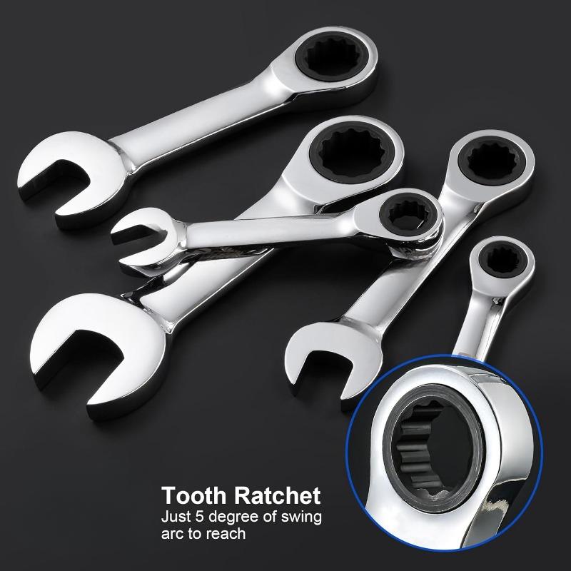 Short handle adjustable head ratchet wrench mini fast ratchet wrench labor-saving auto repair hardware dual-purpose wrench tool