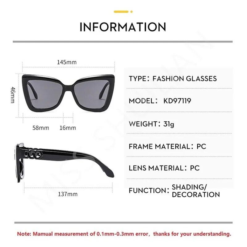 Luksusowe okulary przeciwsłoneczne Cat Eye damskie Vintage Fashion Oversize Mirror Sun Glasses damskie Retro Summer Style Duże oprawki
