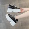 Fashion 11cm  Cow Genuine Leather High Brand Autumn Spring Chunky Sneakers Females Casual Ladies Vulcanize Women Platform Designer