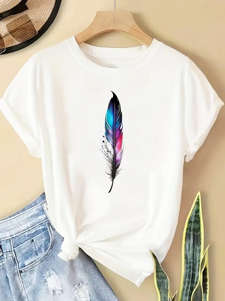 (Asiatische Größe) T-Shirt Mode Damen Tee Top geometrischer Trend Kleidung Lässig Bedruckt Dame Weiblich Grafik Kurzarm T-Shirts