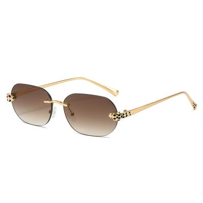 Nuovi Occhiali da Sole Senza Montatura alla Moda Per Uomo e Donna Lenti Piccole Irregolari Montatura in Metallo Senza Cornice Lenti Nere Occhiali da Sole Uv400