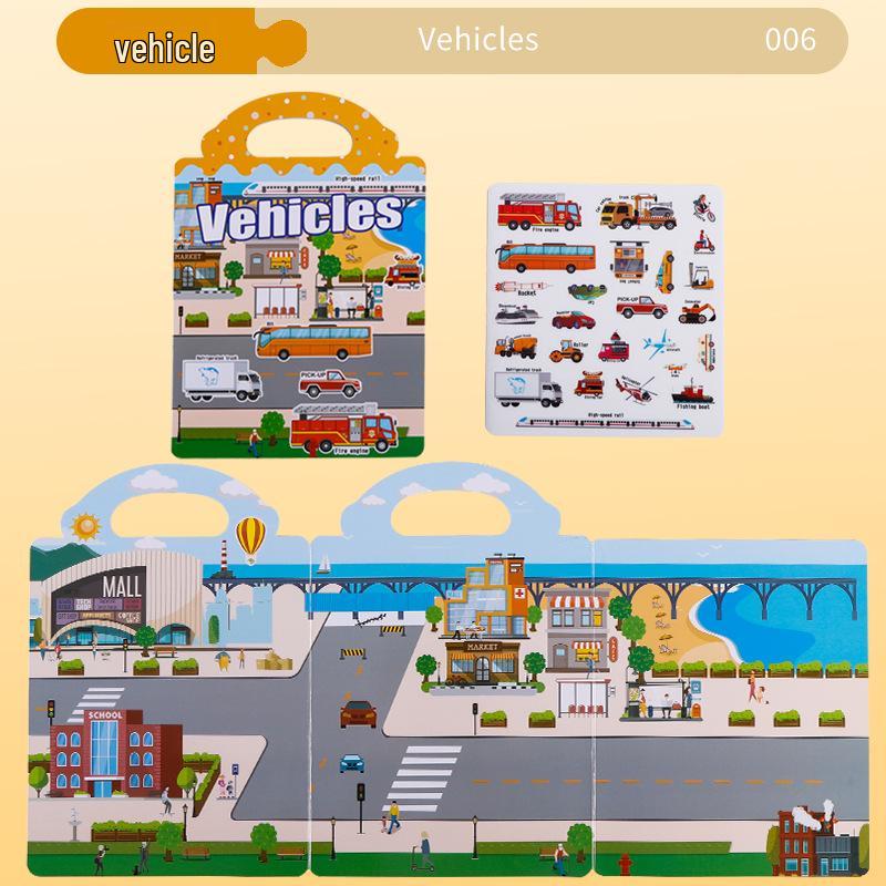 Cross-Border Activity Handbag: Jelly Stickers & Quiet Scene Puzzle Book for Kids