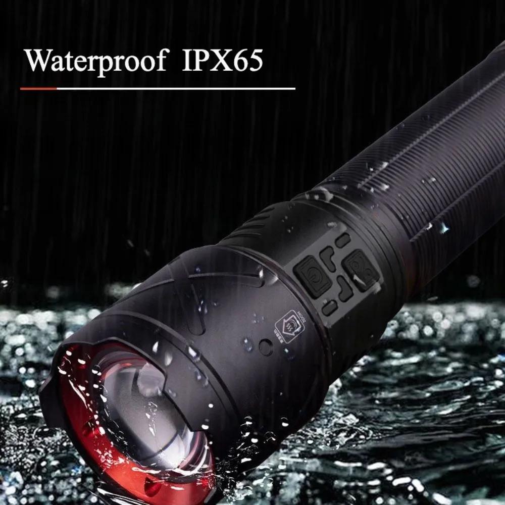 Powerful LED Flashlight Long Range Zoomable Hand Lamp USB Rechargeable Outdoor Work Light for Outdoor Camping