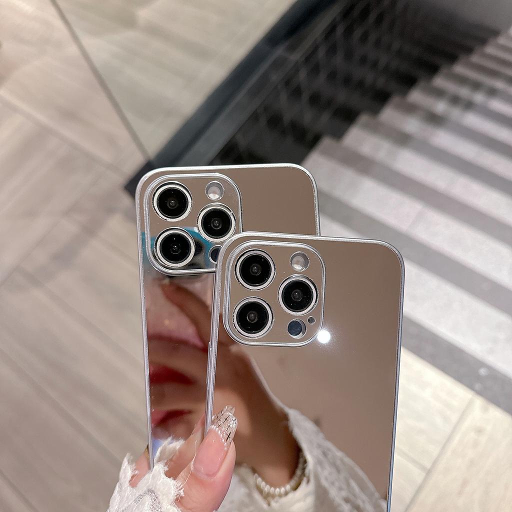 Mirror Surface for IPhone 16 Mobile Phone Case 15pro High-end Electroplating Fine Holes for IPhone13 Two-in-one Protective Case