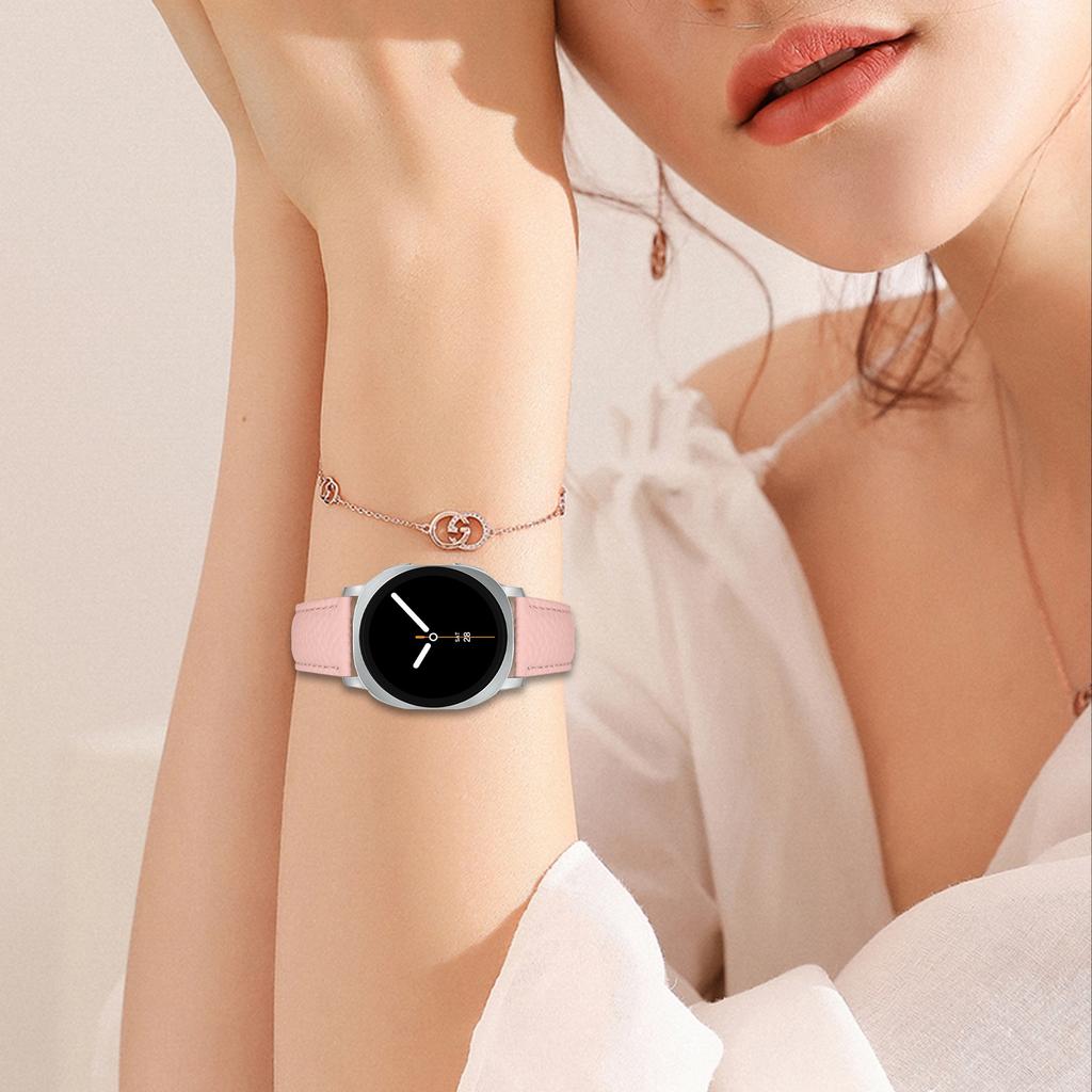 Replacement Strap for Samsung Galaxy Watch8 44mm/40mm/Classic 46mm Litchi Texture PU Leather Watch Band with Metal Buckle