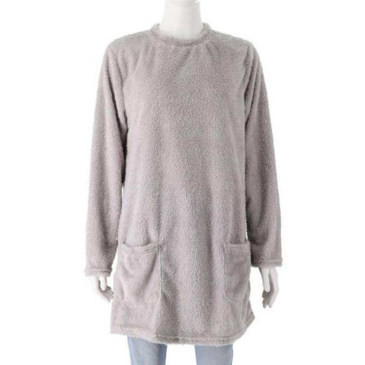 Warm Winter Hoodie Jacket Stylish Women Mid-length Fleece Shearling Thickened Solid Color Pocket Outwear