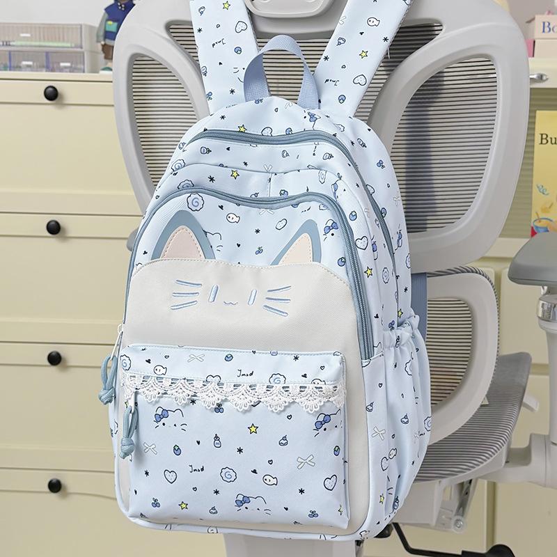 Schoolbag New Cat Shape Backpack Girls High Value Large Capacity Junior High School High School Students Commute Comfortable Leisure Backpack