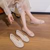 Autumn fashion versatile flat shoes lace lace bow soft sole round head breathable ballet shoes