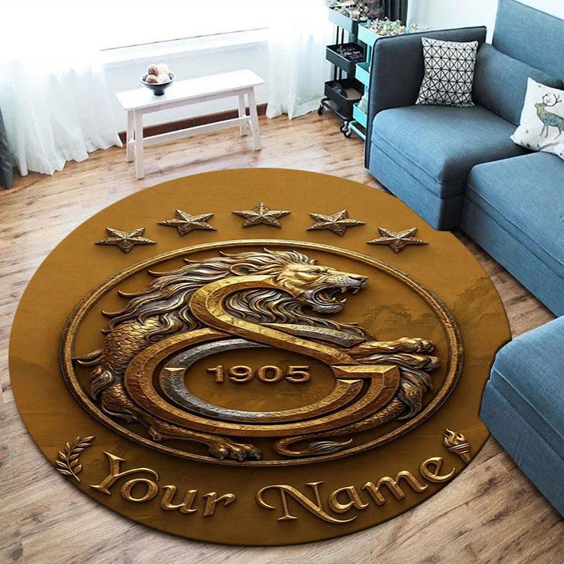 Galatasaray S Custom Name Round Area Rug,Carpet Rug for Living Room Bedroom Sofa Playroom Decor,Non-slip Floor Mat