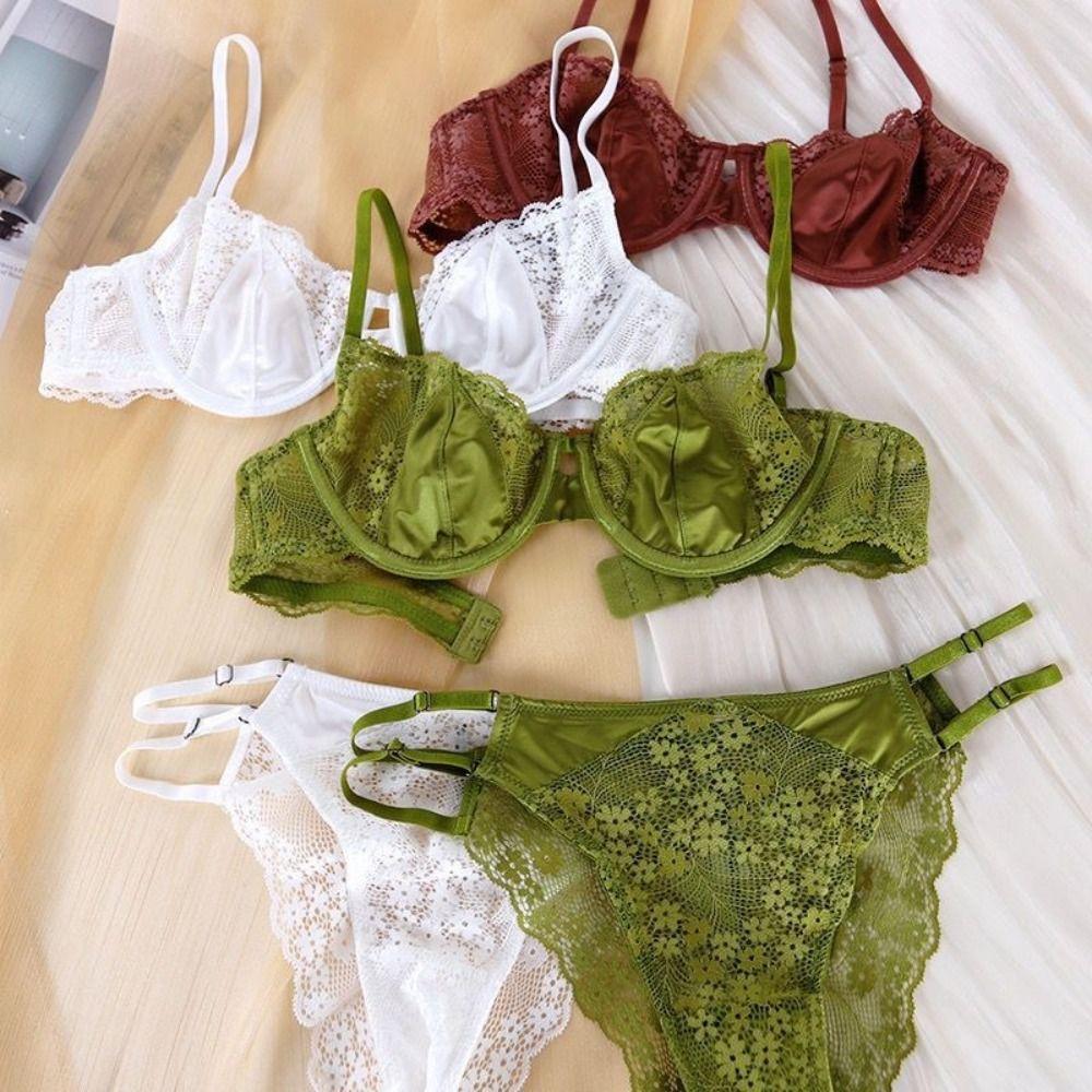 Satin Silk Lace Flower Bra Mesh Underwear for Women Fashion Push Up Bra  Summer