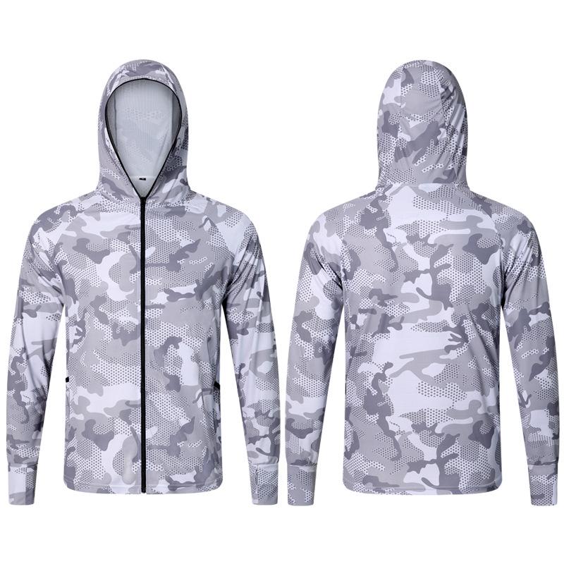 Men's Camouflage Sun Protection Hooded Fishing Jacket - Breathable, Long Sleeve, Anti-Mosquito.